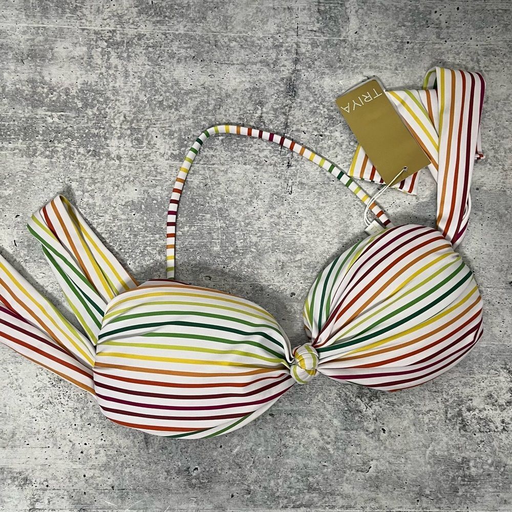 Triya Striped Boho Bojo Bikini Top M